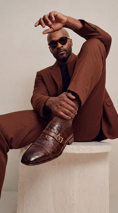 The Strat Single Monk Strap Cap Toe Brown Leather Handmade Men Shoe