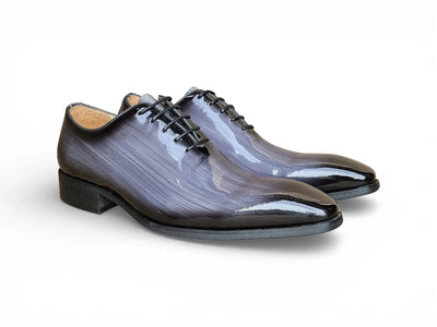 Carrucci Shoes Men's KS Wholecut Burnished Oxford Patent Leather KS503 101P – Detail Close-Up
