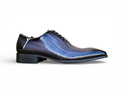 Carrucci Shoes Men's KS Wholecut Burnished Oxford Patent Leather KS503 101P – Three-Quarter View
