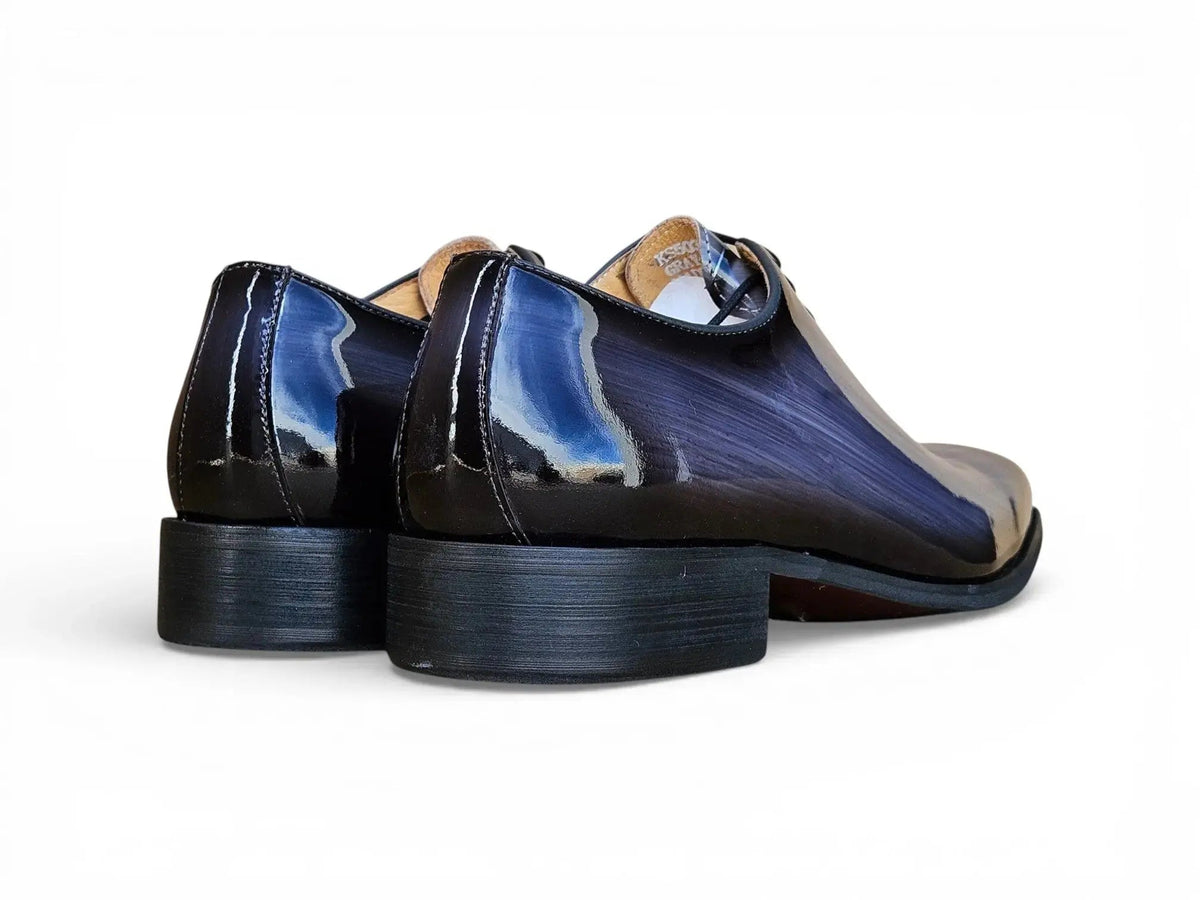 Carrucci Shoes Men's KS Wholecut Burnished Oxford Patent Leather KS503 101P – Back View