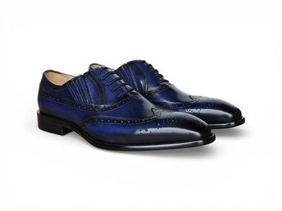 Carrucci Shoes Ks Wingtip Slip On Oxford Classic Leather KS509 18 front view