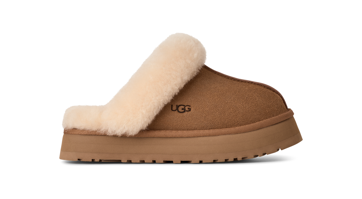UGG Disquette Womens Platform Slippers — Chestnut Suede