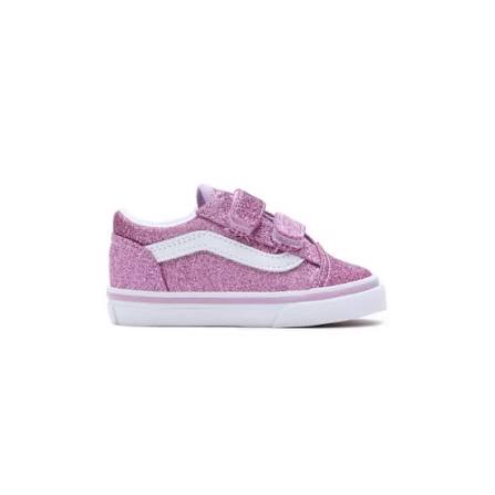 Vans Old Skool V Toddlers' (TD) Sneakers — Lilac Glitter Canvas Low-Top