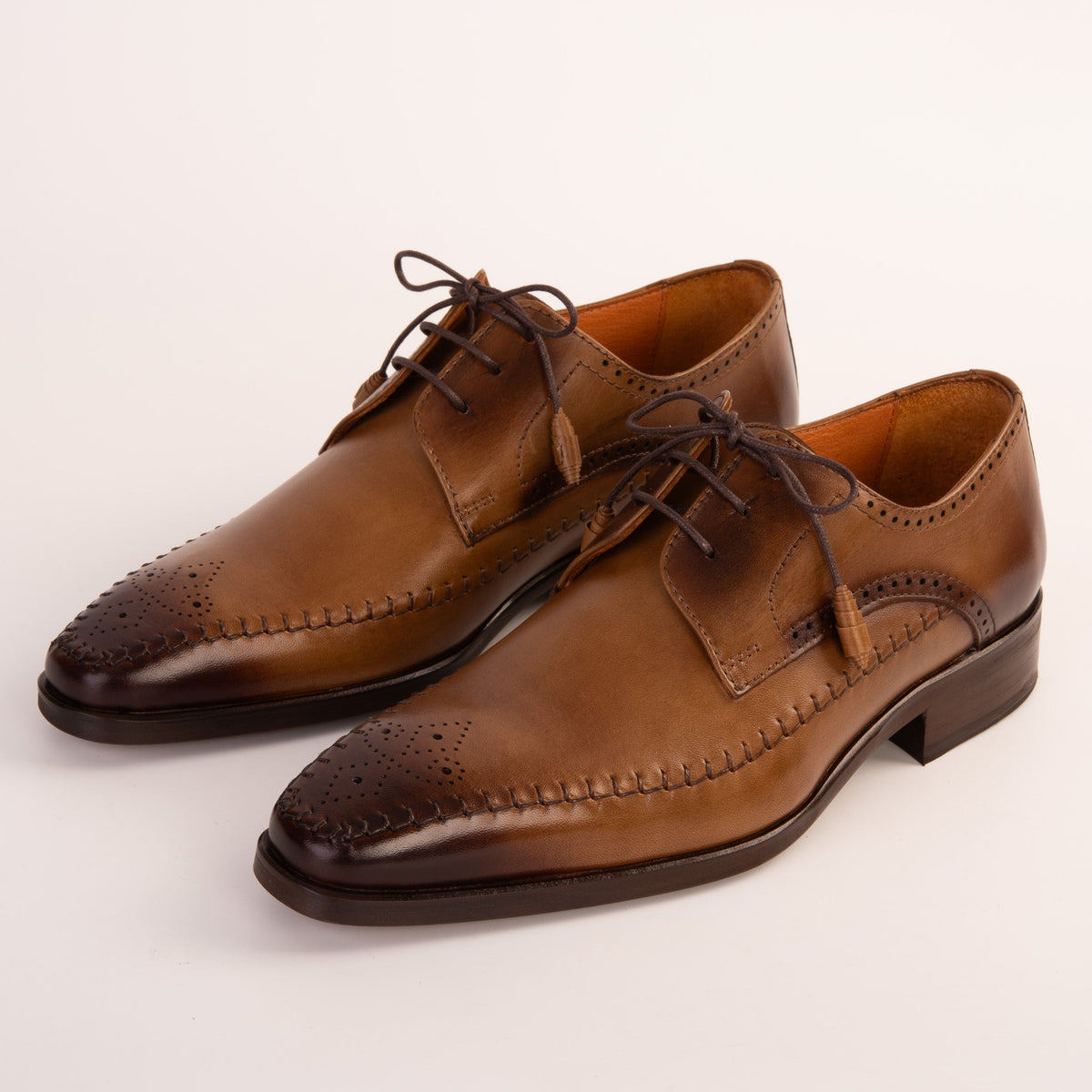 Vinci Leather The Moon Tan Leather Derby Men Shoe – product view 7