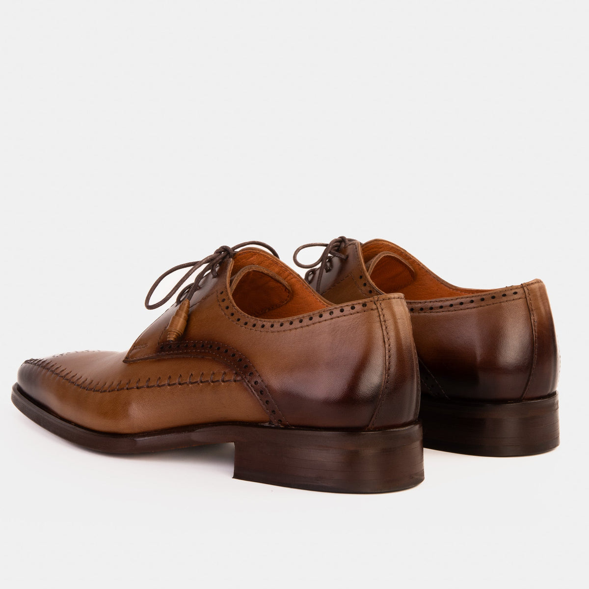 Vinci Leather The Moon Tan Leather Derby Men Shoe – product view 6