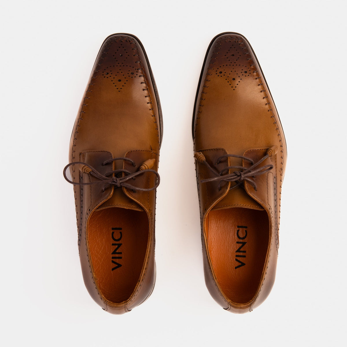 Vinci Leather The Moon Tan Leather Derby Men Shoe – product view 4