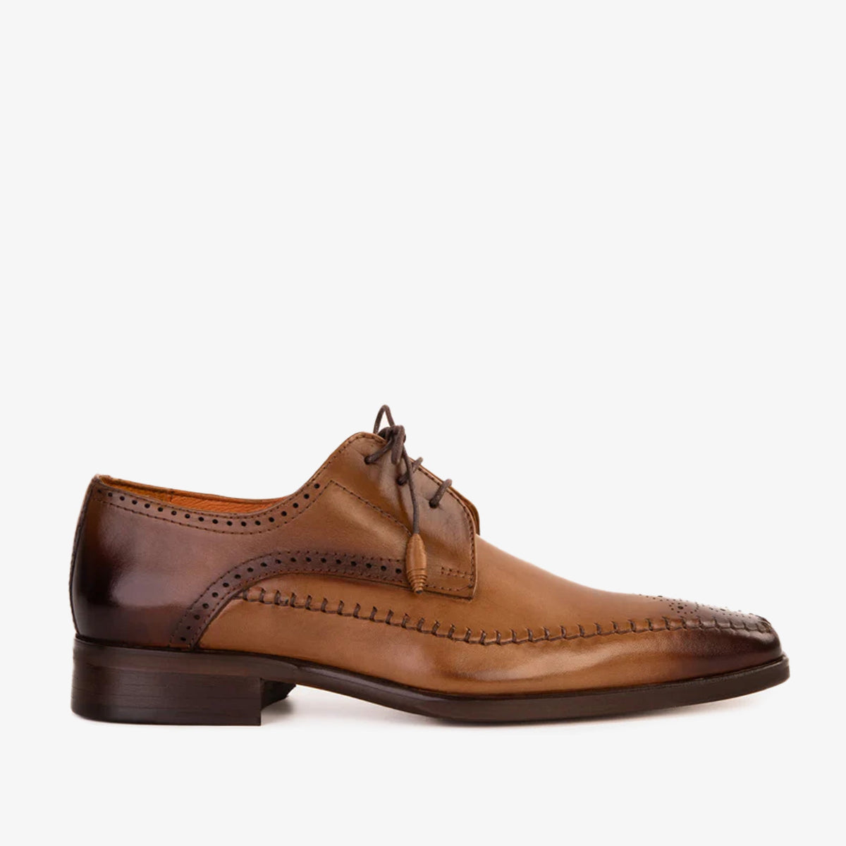 Vinci Leather The Moon Tan Leather Derby Men Shoe – product view 1
