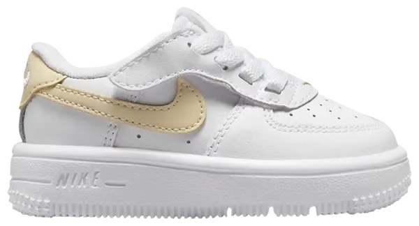 Nike Force 1 Low EasyOn Toddlers' (TD) Sneakers — White/White/Light Khaki Leather Low-Top