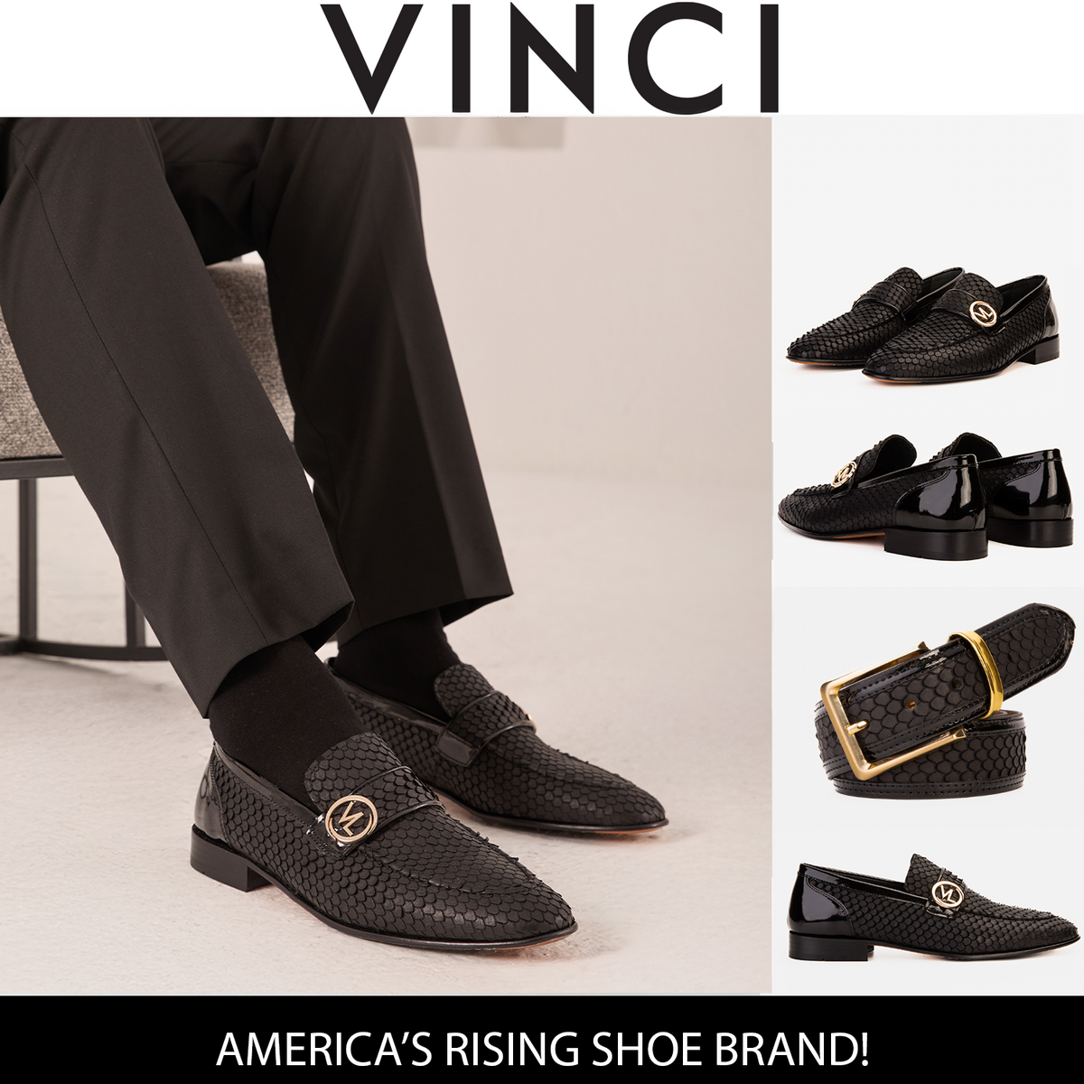 Vinci Leather The Monarch Black Leather Men Dress Shoe – product view 15
