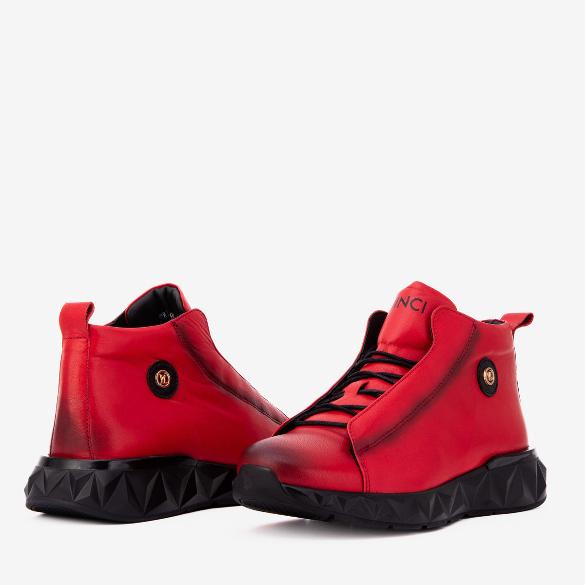Vinci Leather The Vertex Red Leather Men's Sneaker – product view 5