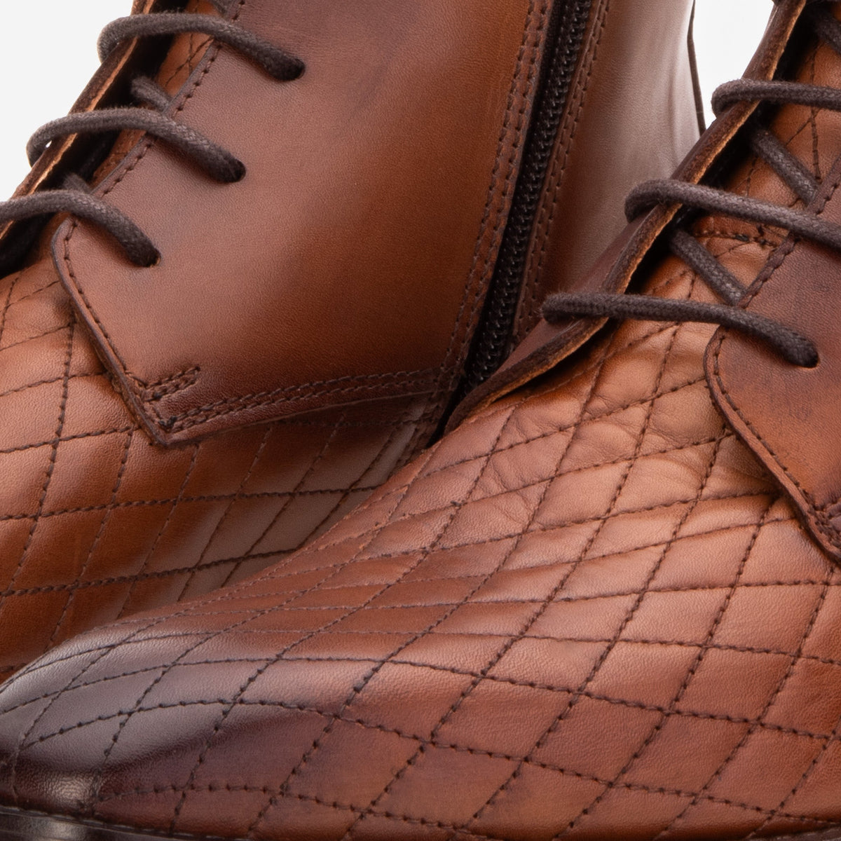 Vinci Leather The Zeus Brown Leather Lace-Up Men Boot with a Zipper – product view 6