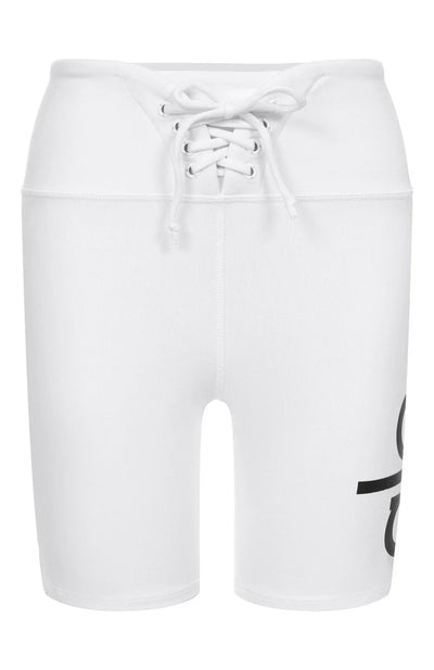 Alo Yoga Yogi Biker Performance Women's Shorts — White/Black