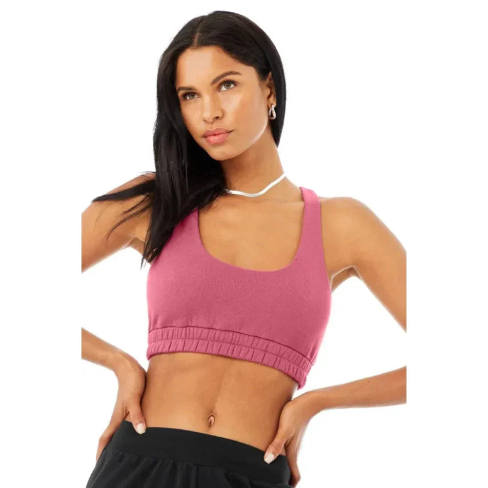 Alo Yoga Small French Terry Scoop Neck Women's Hoodie — Raspberry Sorbet