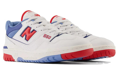 New Balance 550 Men's Sneakers — True Red/White Leather Low-Top