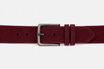 The Bari Burgundy Suede Leather Belt