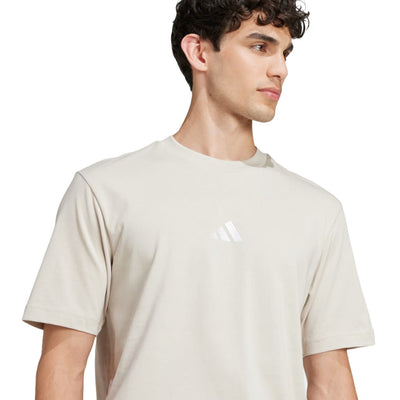 adidas Men's Essentials Small Logo Single Jersey Tee - Beige / White