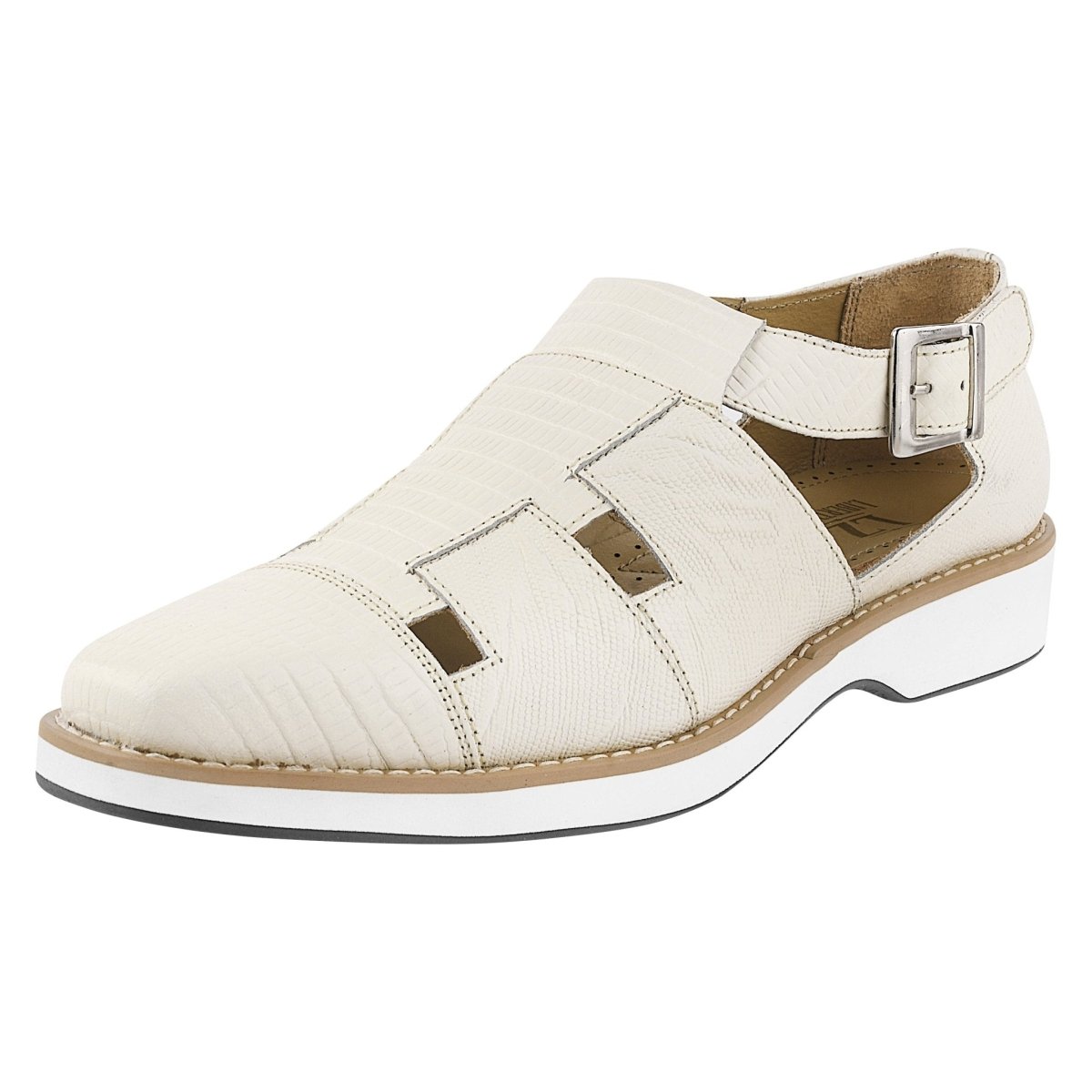 Liberty Zeno Adam Mens Fisherman Lizard Print Genuine Leather Buckle Closure Sandals