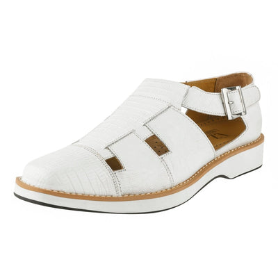 Liberty Zeno Adam Mens Fisherman Lizard Print Genuine Leather Buckle Closure Sandals