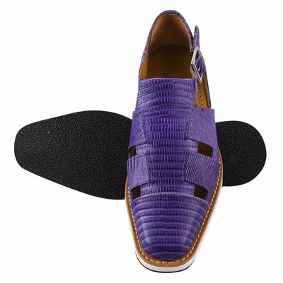 Liberty Zeno Adam Mens Fisherman Lizard Print Genuine Leather Buckle Closure Sandals