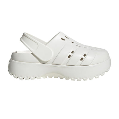 adidas WOMEN'S ADILETTE CLOG PLATFORM SLIDE SANDALS - White