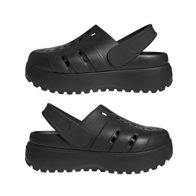 adidas WOMEN'S ADILETTE CLOG PLATFORM SLIDE SANDALS - Black