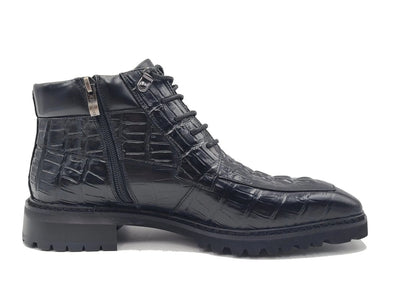 Carrucci Shoes Alligator Embossed Lace Up Boots Men's Calfskin Leather KB51650