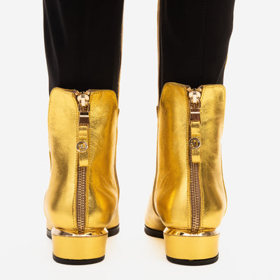 Vinci Leather The Fairoks Gold Leather Pointy Toe Knee High Women Boot – product view 5