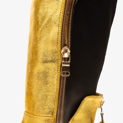 Vinci Leather The Fairoks Gold Leather Pointy Toe Knee High Women Boot – product view 6