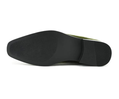 Amali Aller Velvet Slippers Men’s Olive Leather Slip on Loafers
