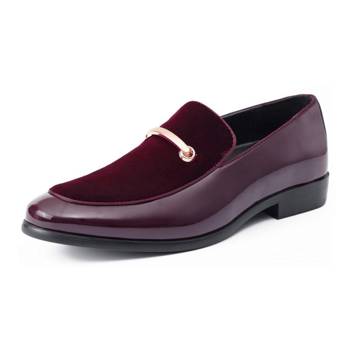 Amali Andrew men's burgundy loafer, three-quarter view