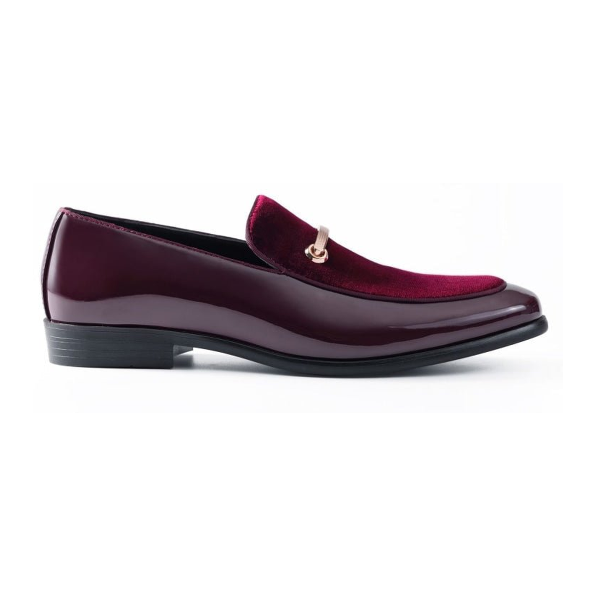 Amali Andrew men's burgundy loafer, side profile view