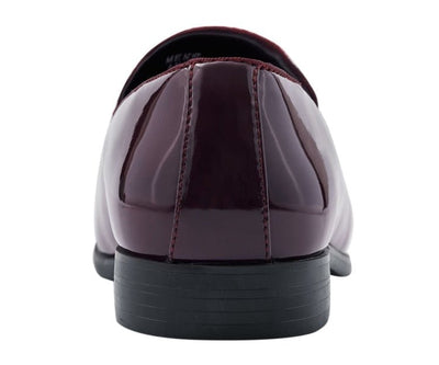 Amali Andrew Burgundy Men's Velvet Patent Leather Loafers