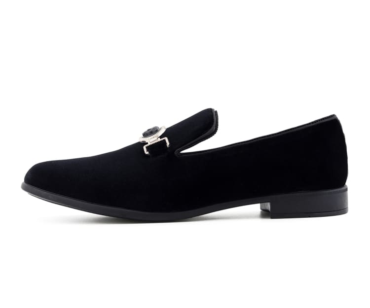 Amali Antonio Men's Black Royal Slip On Dress Shoes