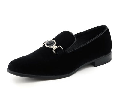 Amali Antonio Men's Black Royal Slip On Dress Shoes