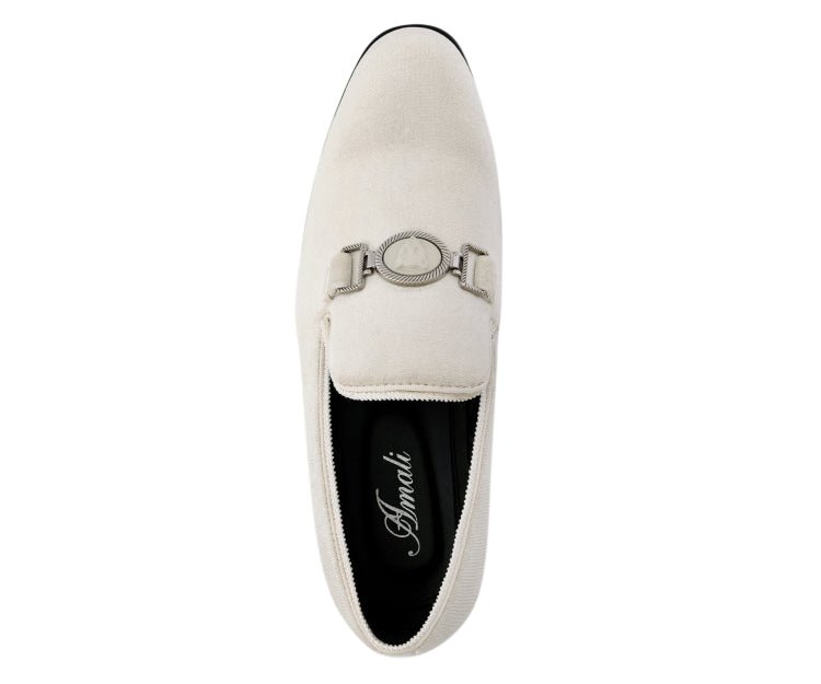Amali Antonio Men's Cream Suede Elegant Slip On Dress Shoes