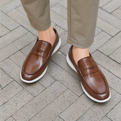 Amali Arvin Men's Cognac Slip On Loafers Leather