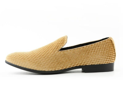 Amali Blaze Gold Velvet Slip On Shoes