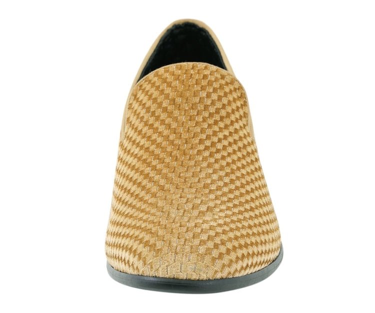 Amali Blaze Gold Velvet Slip On Shoes