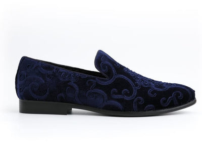 Amali Bryant Paisley Velvet Slip On Loafers For Men