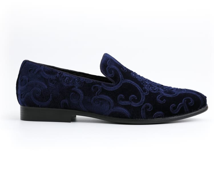 Amali Bryant Paisley Velvet Slip On Loafers For Men