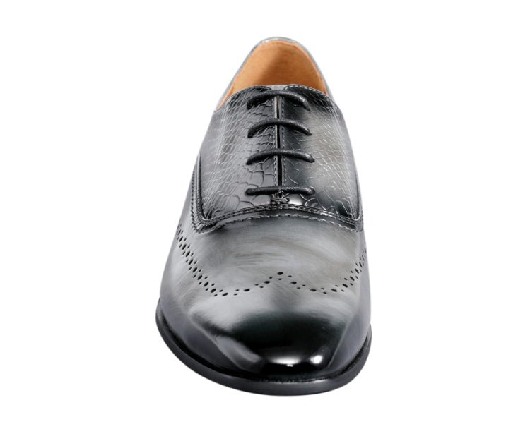 Amali Burke Men's Elegant Gray Leather Oxfords