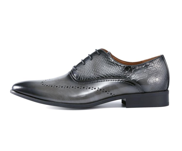 Amali Burke Men's Elegant Gray Leather Oxfords