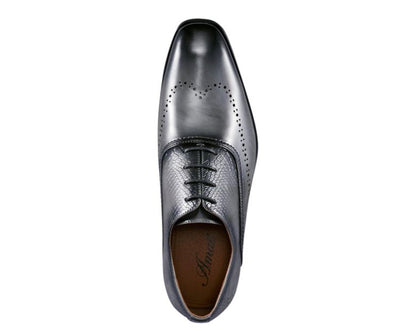 Amali Burke Men's Elegant Gray Leather Oxfords