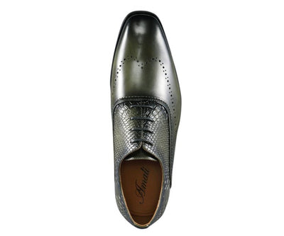 Amali Burke Men's Olive Green Leather Sophisticated Elegant Oxfords