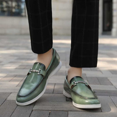 Amali Cahill Emerald Elegance Men’s Leather Loafers