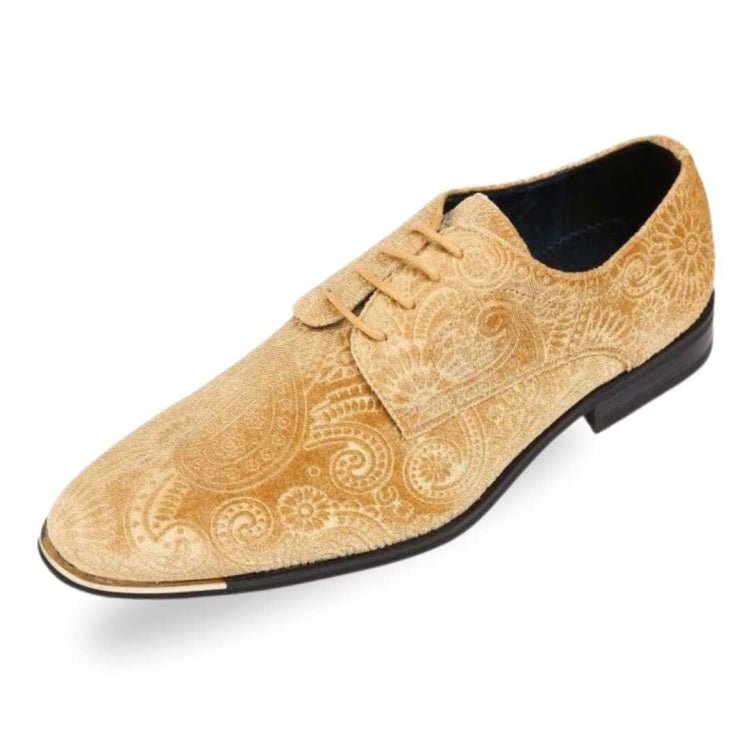 Amali Chadwick Gold Men’s Velvet Paisley Loafers