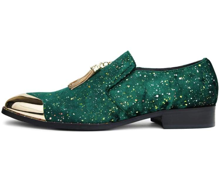 Amali Chaz Men's Green Velvet Smoking Slippers