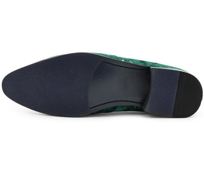 Amali Chaz Men's Green Velvet Smoking Slippers
