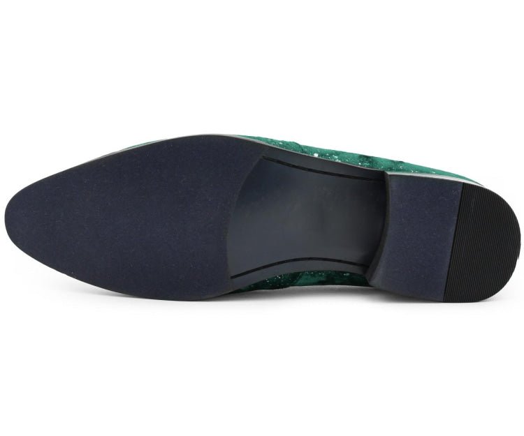 Amali Chaz Men's Green Velvet Smoking Slippers