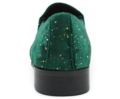 Amali Chaz Men's Green Velvet Smoking Slippers